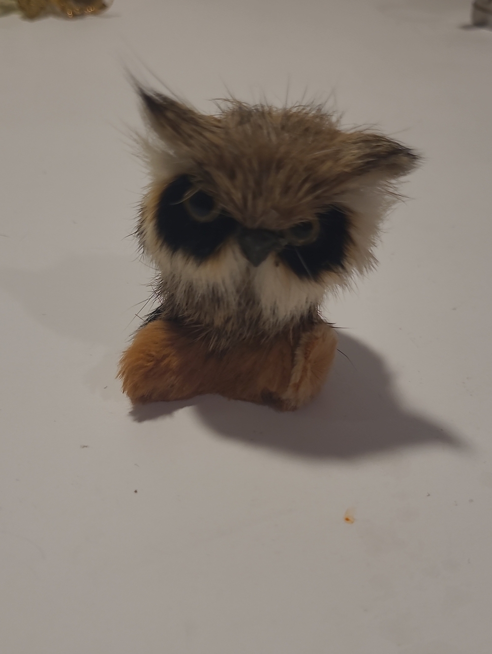 Plush Owl Small Pet Toy - Brown and White